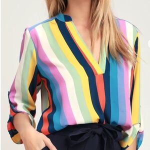 Lush Multicolor Striped Blouse. Women’s size small..
